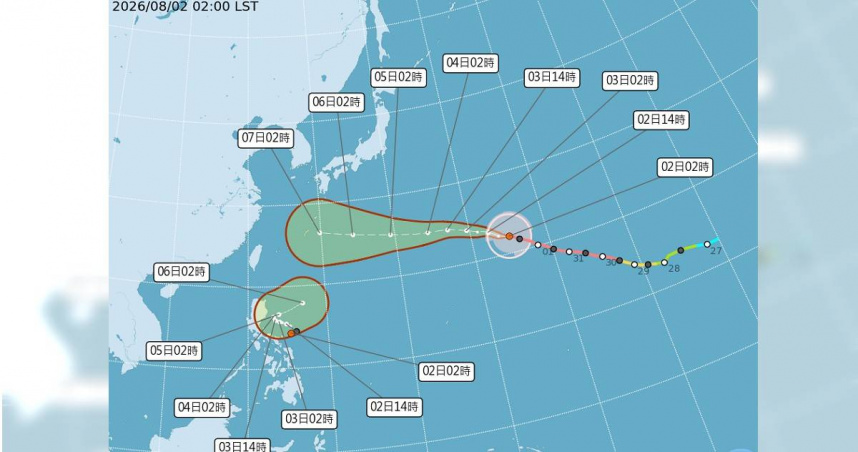 今年第13號颱風「白海豚」最新預測路徑曝光。（圖／中央氣象署提供）