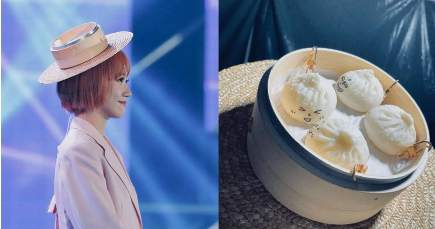 Lulu擔任鼎泰豐67週年晚宴主持人，將真正的蒸籠頂在頭上。（圖／擷取自Lulu黃路梓茵IG）