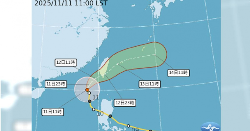 「鳳凰」颱風預計12日傍晚登陸台灣。（圖／中央氣象署）