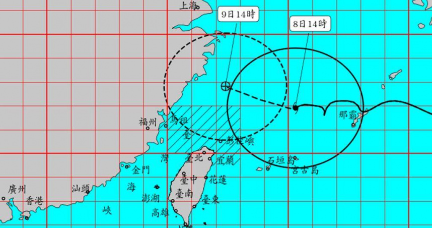 中度颱風「白海豚」持續逼近台灣。（圖／氣象署）