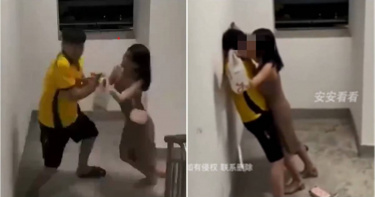 這部疑似女客人強吻外送員的影片,其實真相跟強吻外送員無關。(圖/翻攝自微博)