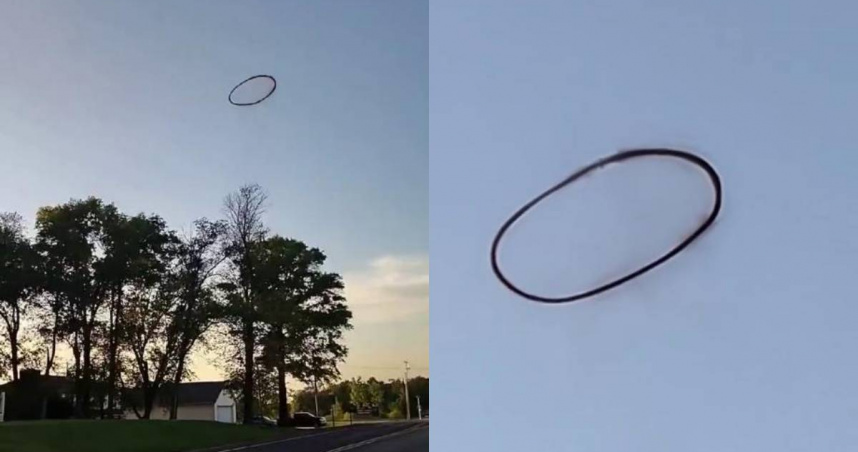 美國一名男子看見詭異的「黑色圓環」飄在空中。（圖／翻攝自臉書／Frankie Camren）
