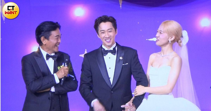 吳宗憲（左起）擔任陳漢典、Lulu世紀婚禮證婚人。（圖／蘇聖倫攝）