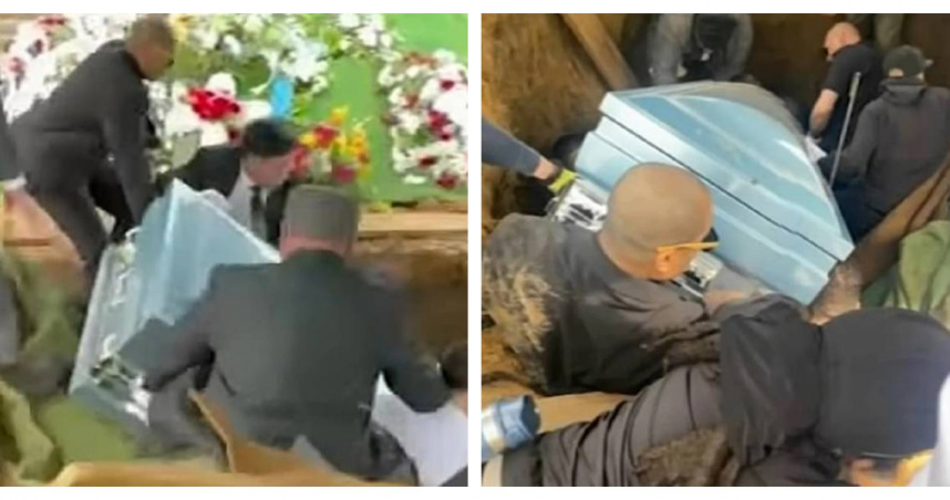 抬棺下葬變「陪葬」眾人摔進墓坑。（圖／翻翻自abc新聞網）