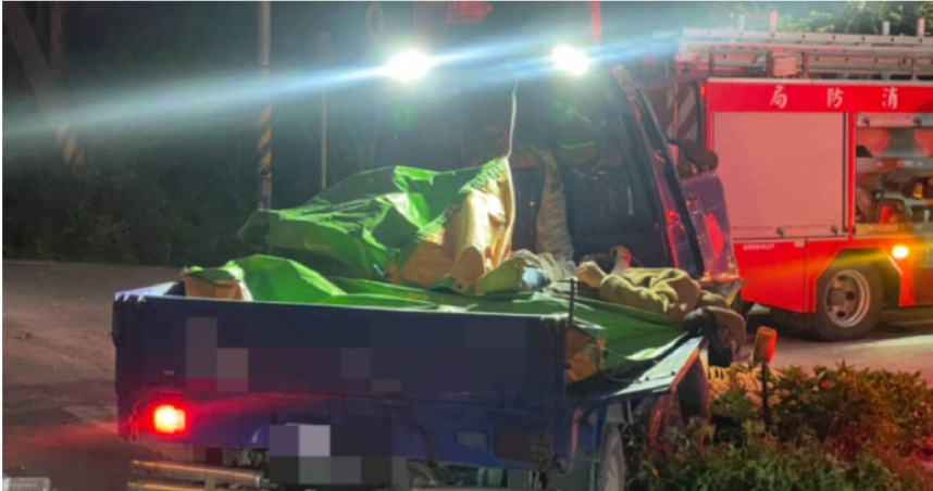 花蓮4人團疑半夜去獵山羌，返家途中自撞燈桿釀2死。（圖/翻攝畫面）
