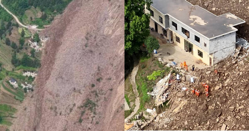 大陸貴州22日發生2起大規模土石流災害。（圖／翻攝自央視新聞）