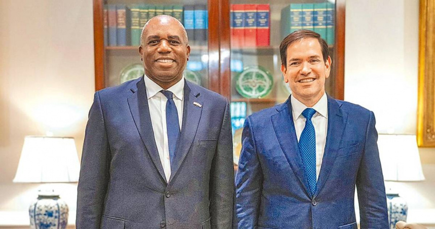 英國外相拉米（左）與美國國務卿盧比歐（右）19日在白宮會談，一致反對伊朗持有核武。（圖／摘自拉米社群媒體X）