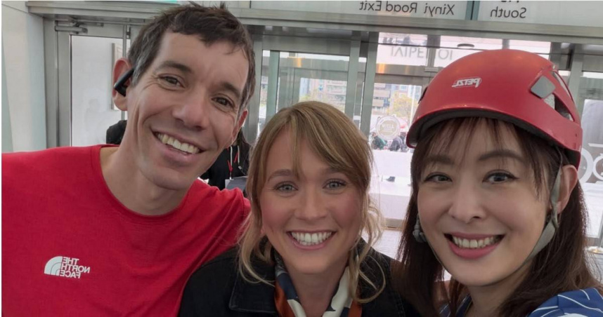 賈永婕回應推動101徒手攀登計畫的初衷，強調「讓世界看見台灣」。（圖／翻攝自賈永婕臉書）