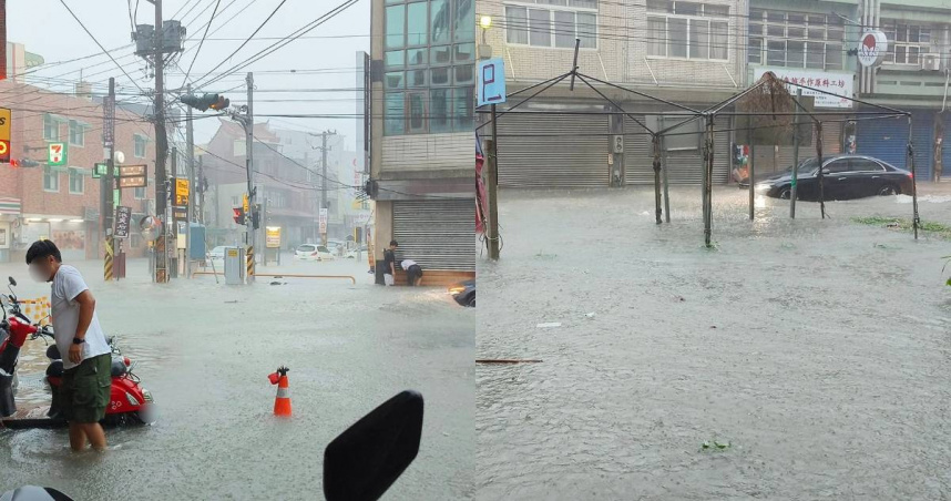 彰化鹿港多處出現淹水災情。（圖／翻攝自臉書／~~我愛鹿港小鎮~~2）