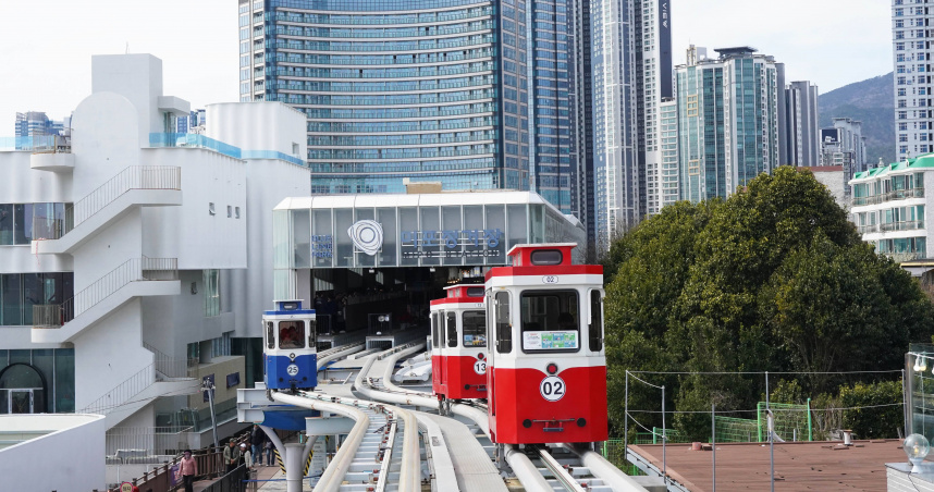 KKday推出韓國多航點優惠機票，包含深受台灣觀光客喜愛的釜山，圖為釜山海雲台天空膠囊列車。（圖／魏妤靜攝）