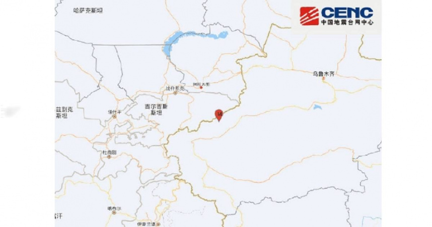 新疆克孜勒蘇州阿合奇縣今（4）日下午15時44分發生規模6.0強震，震源深度僅10公里。（圖／翻攝自微博／中國地震台網中心）