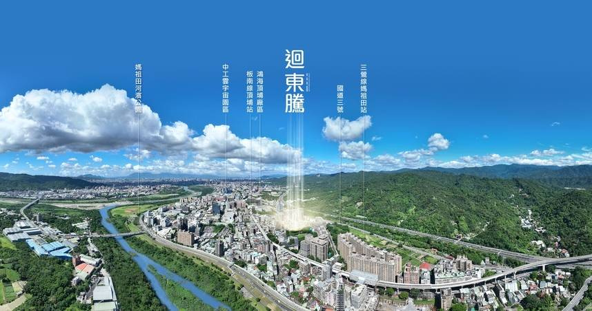 鴻海積極邁入AI領域，土城總部成為新北南區AI矽谷，鴻海旁運校重劃房市走升，北市一線名宅建商新案「迴東騰」磁吸買氣湧入。（圖片提供／迴東騰）