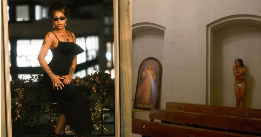 多明尼加饒舌女歌手托姬莎（Tokischa Altagracia Peralta Juárez）在教堂拍MV，但脫到身上只穿丁字褲，畫面曝光後惹怒當地教區，將採取法律行動。（圖／翻攝自Instagram／tokischa.sol）