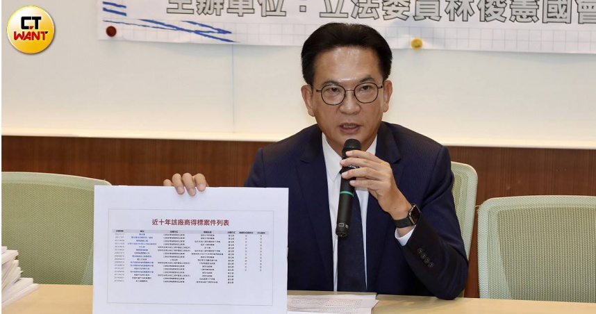 林俊憲15日召開「人臉、指紋全曝光！政府差勤設備恐成國安危機 」記者會，揭露政府採購產品恐成國安漏洞。（圖／方萬民攝）