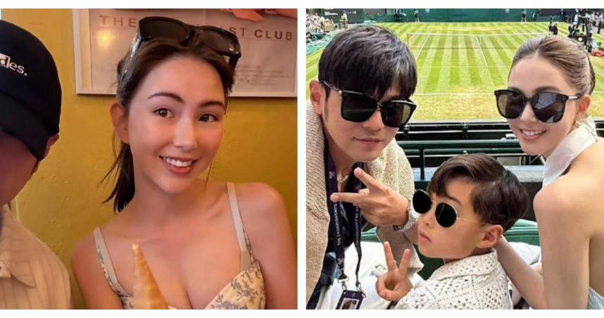 昆凌7月行程滿檔，從倫敦到澳洲雪地，全家幸福出遊。不過她父親節曬合照，構圖意外「卡掉」周杰倫（右）半張臉。（圖／翻攝自IG）