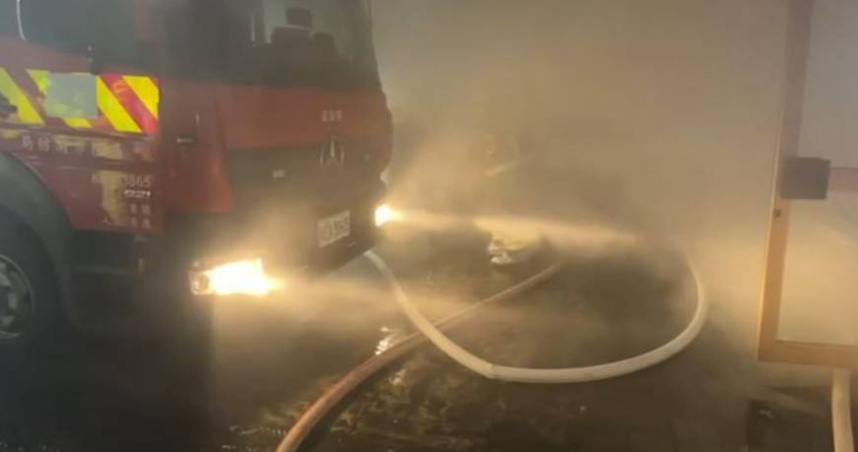 基隆市樂利三街某大型社區21日傳出火警。（圖／翻攝畫面）