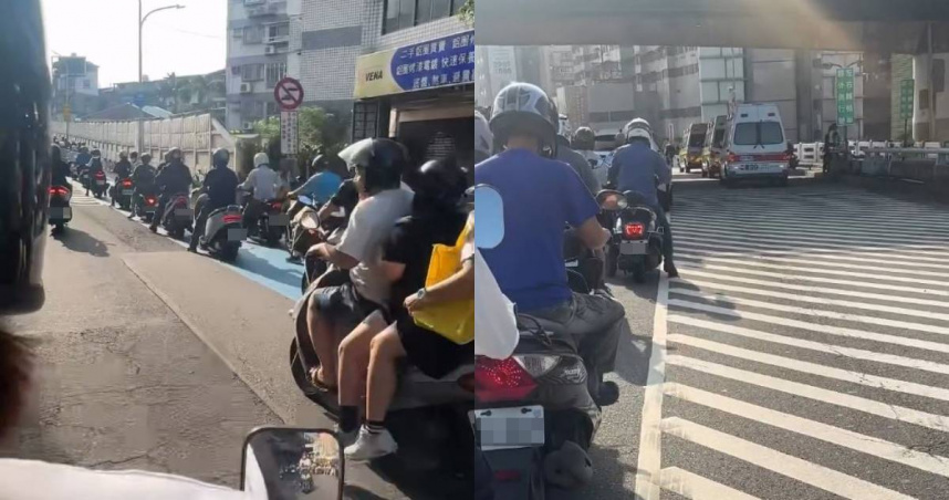 忠孝橋連環撞車禍釀多人摔車！機車道塞爆　騎士崩潰：卡3個99秒紅燈