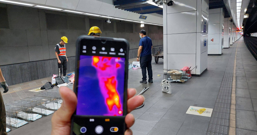 松山車站旅客寵物貓逃逸，動保處配合臺鐵軌道斷電連日深夜進行救援。（圖／臺北市動物保護處提供）