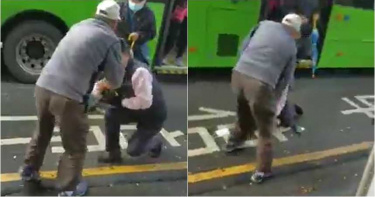有片/老伯不爽門關太快砸公車 女司機彎腰伸手「抓這裡」完美反擊
