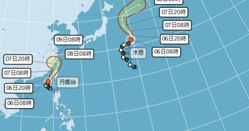 颱風「丹娜絲」正逐步靠近台灣。（圖／翻攝自氣象署）