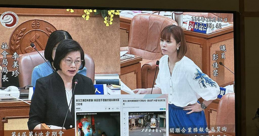 議員彭佳芸8日質詢指出，市府應盡速建立長者受暴調查及預警機制，針對潛在高風險家庭主動介入，提升對長者的保護。（圖／中國時報高鈞麟攝）