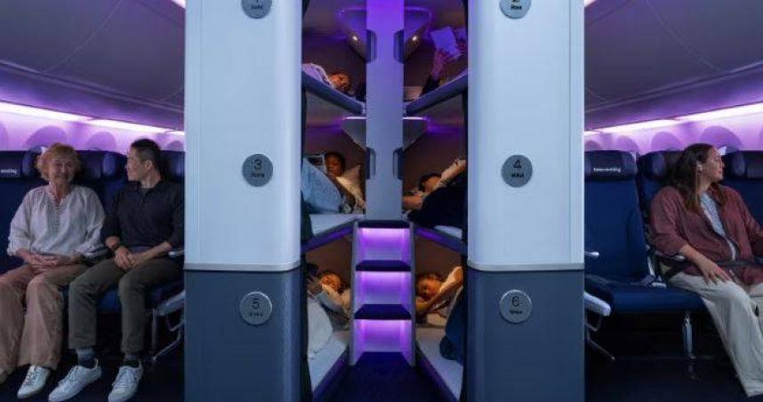 紐西蘭航空宣布將於新一代波音787-9 夢幻客機經濟艙推出睡眠艙服務。（圖／翻攝自Air New Zealand官網）