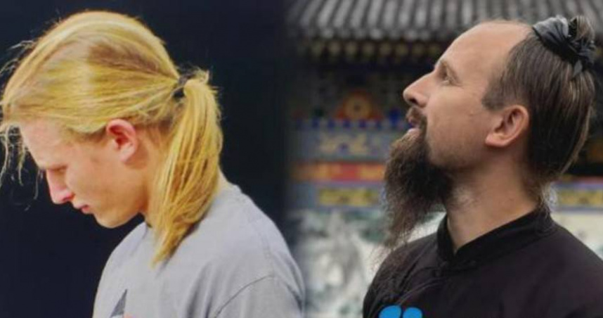 美國男子傑克15年前獨自前往大陸湖北武當山學武，對比他過去與如今的照片，變化令人驚訝。（圖／翻攝自大象新聞）