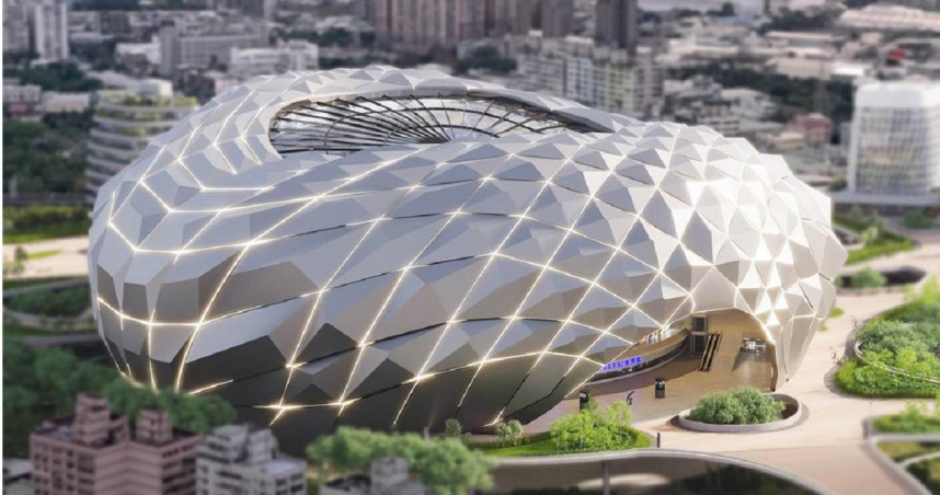 新北市副市長劉和然19日接受廣播節目專訪，公布第二張的新北大巨蛋模擬圖，引發網友熱議，臉書粉絲專頁「交通x樹林」比對模擬圖，猜測新北大巨蛋可能落腳於樹林機五南側。（圖／新北市政府提供）