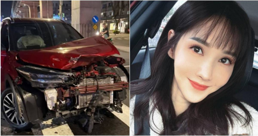 演員徐千京昨晚發生車禍，車頭全毀。（圖／翻攝徐千京IG）
