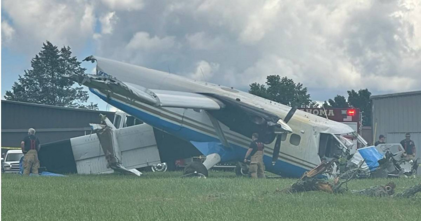 美國田納西州8日發生一起飛機失事事件。一架載有20名乘客與機組人員的跳傘飛機在科菲郡塔拉霍瑪市墜毀。（圖／翻攝FB／Tennessee Highway Patrol）