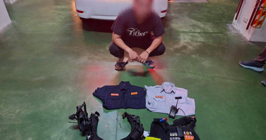 19歲陳姓男子因懷有警察夢，購買警察制服並在車輛裝設警鳴器，於火警現場假冒警察指揮交通遭查獲。（圖／翻攝畫面）