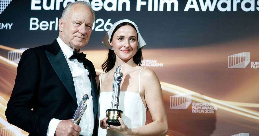 史戴倫史柯斯嘉《情感的價值》封帝表示：「我不覺得我太老！」而萊茵斯薇封后不敢置信說「誰來賞我一巴掌！」（圖／海鵬提供）