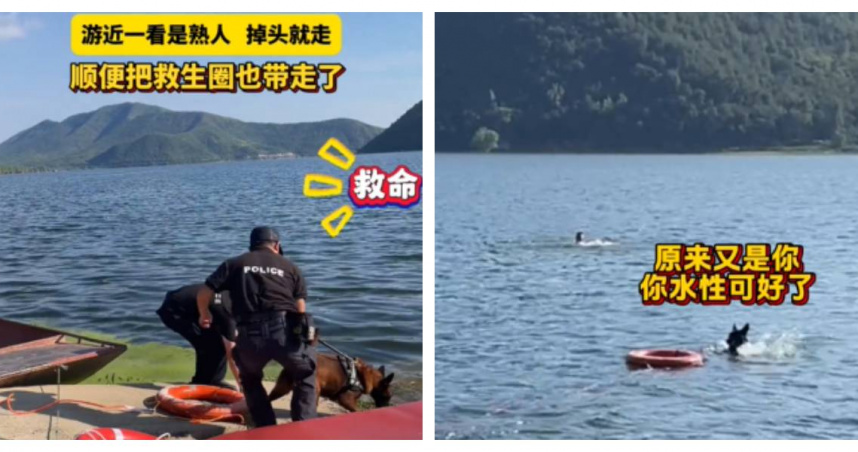 巴萬在救援演練中識破落水者是熟人，當場「轉頭走人」引發熱議。（圖／翻攝自微博）