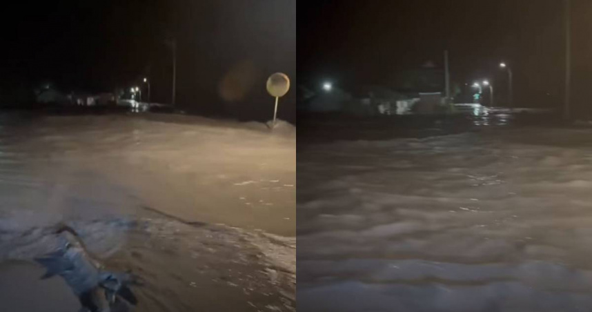 光復鄉佛祖街淹水情況加劇。（圖／翻攝自臉書／Fata'an年祭）