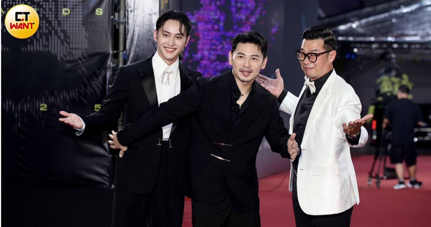 《Ｘ！又是星期一》范少勳、馬力歐、導演阿Ken一起走紅毯。（圖／攝影組）