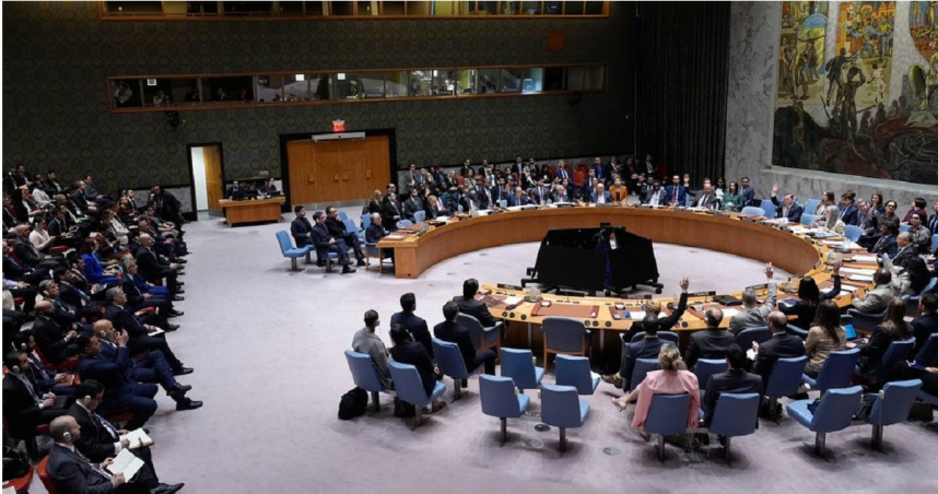 3月11日，聯合國安全理事會成員在聯合國總部就1項決議進行投票。（圖／達志／美聯社）