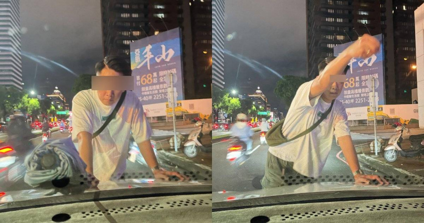 台中男喝醉跑到路中央攔車。（圖／Threads／@h.c.w_____49）