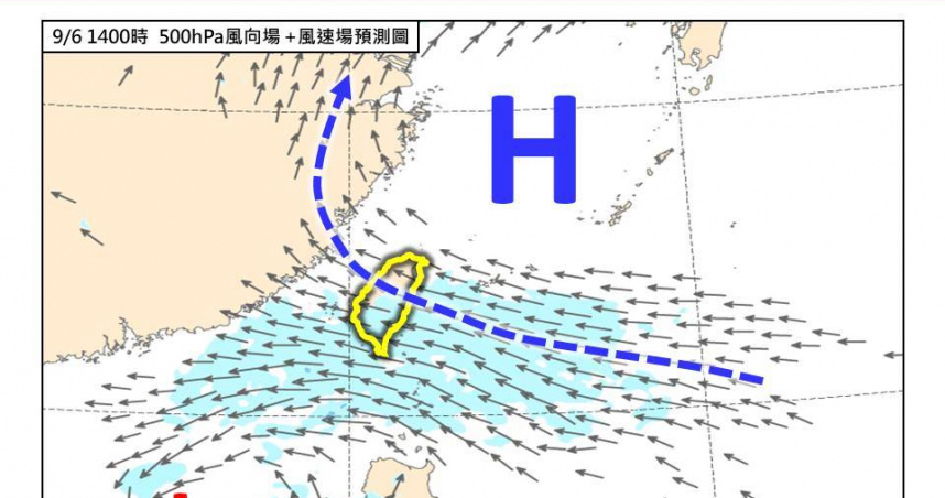 今日起因太平洋高壓增強，高空冷心低壓遠離，各地天氣轉為多雲時晴的夏季型態。（圖／翻攝自臉書「林老師氣象站」）