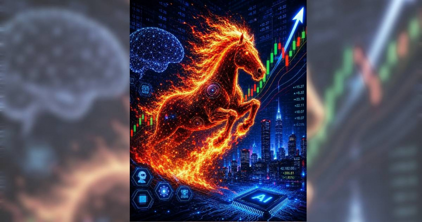 楊登嵙教授分享自身投資經驗，他依照2026年丙午火馬年為投資參照，看好AI族群相關個股。（AI示意圖／楊登嵙提供）