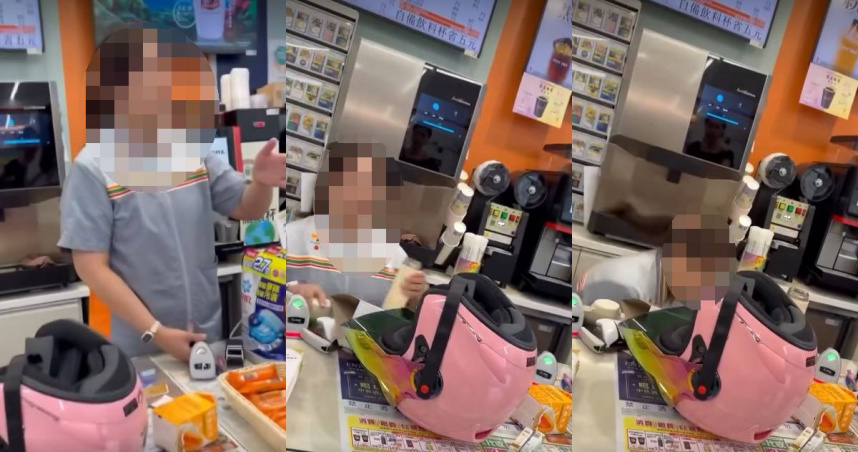 超商女店員向女客人磕頭道歉。（圖／翻攝自臉書／爆料公社公開版）