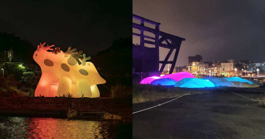 「光獸Mossmo」疑因溫差過大受損爆裂。（圖／翻攝自臉書／基隆潮藝術、基隆人日常）