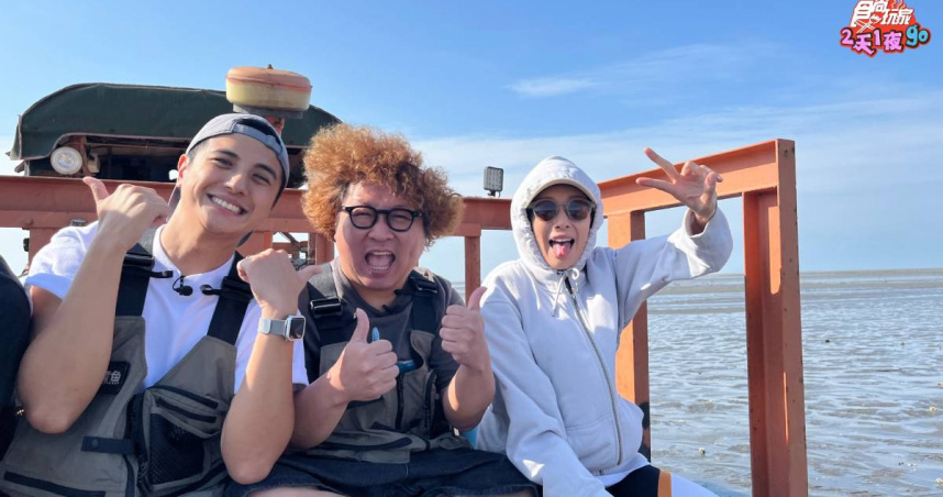 菜鳥主持楊晴（右起）帶著納豆、曾子余吃遍中部海線。（圖／TVBS提供）