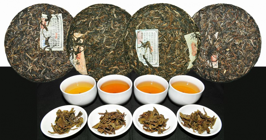 易武近年細分的張家灣、彎弓、刮風寨、楊家寨等四大明星茶品。（圖／吳德亮攝影）