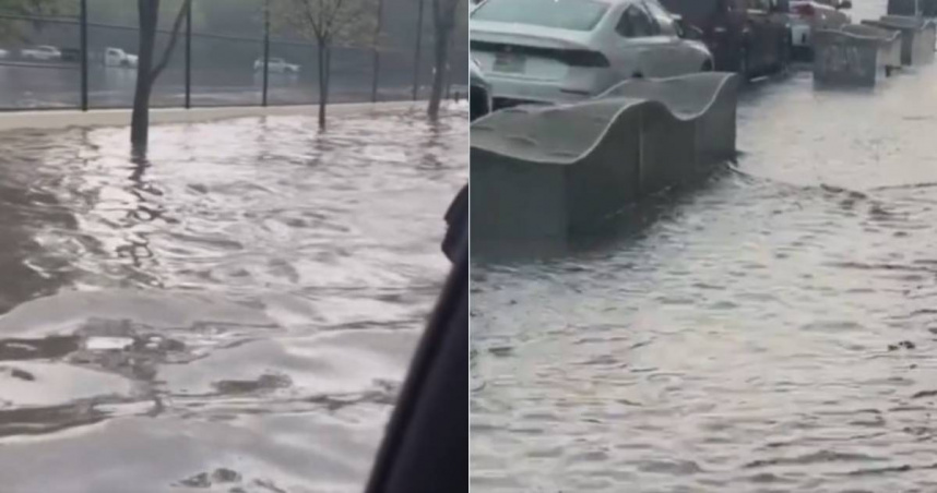 紐約暴雨成災，民眾拍下驚險畫面。（圖／翻攝X）
