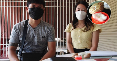 泰國一對情侶在螺肉中吃到極為稀有、價格不斐的美樂珍珠。（圖／翻攝自Twittter／@ASEANNOWTH）