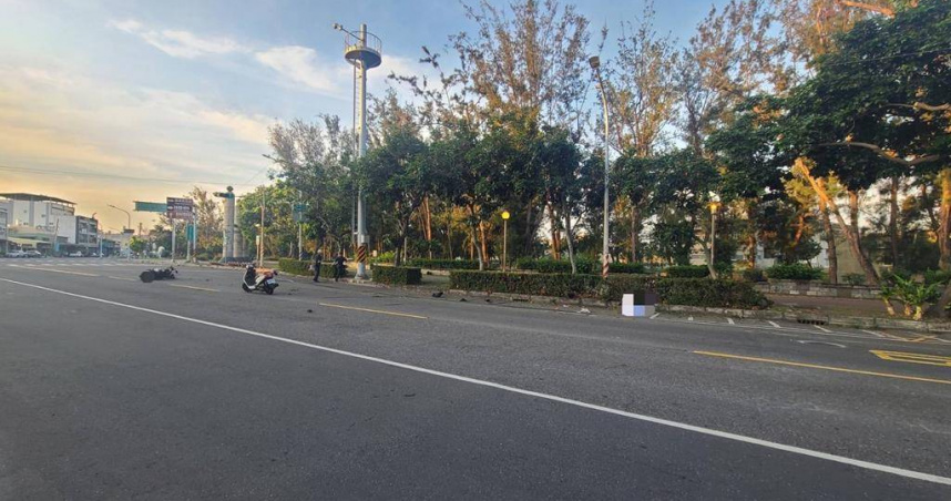 高雄市旗津區6月1日清晨約4點50分發生死亡車禍。（圖／民眾提供／紀爰高雄傳真）