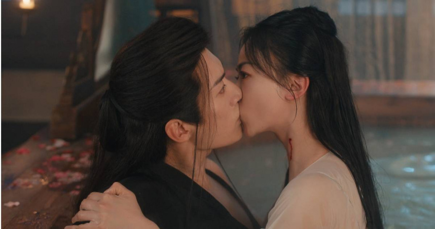 吳謹言與劉學義在劇中有激烈吻戲。（圖／中天提供）