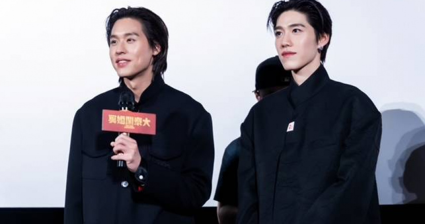 泰星Billkin（左）與PP Krit（右）來台宣傳電影。（圖／金盞花大影業提供）