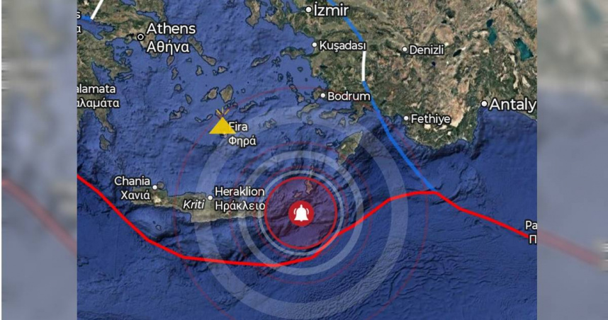希臘克里特島發生規模6.0強震。（圖／翻攝自X）