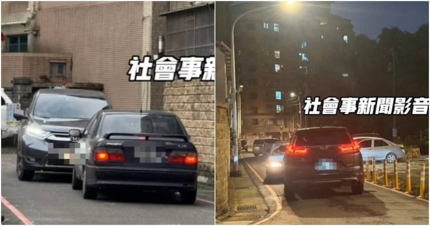 桃園中壢長春路261巷發生一起行車糾紛。2輛小客車在巷弄內會車時互不相讓,從下午僵持到晚上,足足有3小時之久。(圖/翻攝社會事新聞影音)